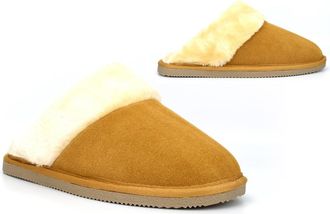 Generic Womens Real Suede Slippers Womens Mule Slippers Size 3 Mule Slipper Size 6 Rubber Sole Slipper Real Suede Upper Slip On Rubber Sole Faux Fur Sizes 3-9