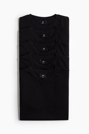 H&M 5-pack regular fit t-shirts in Black at Nordstrom, Size Xx-Large