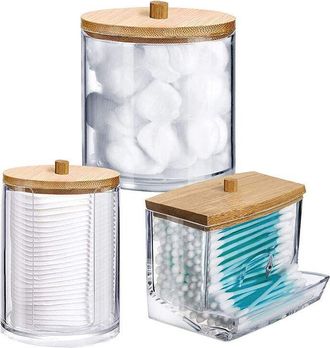 OEM Juego De 3 Dispensadores De Discos De Algod&oacute;n, Soportes Para Discos De Algod&oacute;n, Cajas Acr&iacute;licas Para Hisopos De Algod&oacute;n, Organizadores De Almacenamien