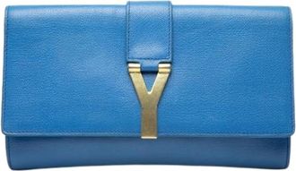Saint Laurent Pre-owned Chyc Ligne Clutch - Dames - Vintage Clutch - Blauw - ONE Size - Leer - Vintage