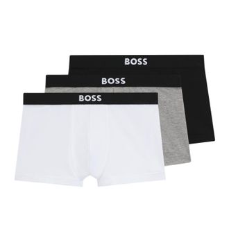 HUGO BOSS Heren Bodywear Logo Boxershorts (Set van 3) (Zwart/Grijs/Natuur)