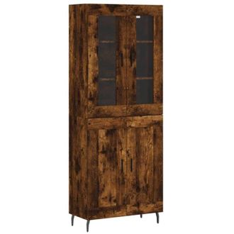 vidaXL Highboard Smoked Oak 69.5x34x180 cm Engineered Wood vidaXL