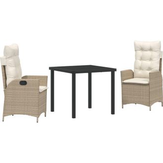 vidaXL Conjunto De Comedor De Jard&iacute;n 3 Pcs Beige Rat&aacute;n Sint&eacute;tico Vidaxl