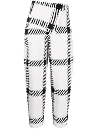 Stella McCartney checked high-rise trousers - women - Polyester/Viscose - 38 - White