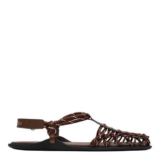 Miu Miu Flat Sandals, female, Multicolor, Size: 7 US Leather And Cord Sandals