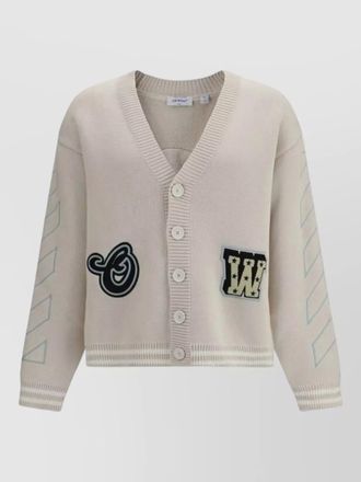 Off-white cotton varsity cardigan