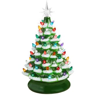 Best Choice Products Ceramic Christmas Tree, Pre-lit Hand-Painted Tabletop Holiday Tree