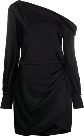 SIMKHAI Cameron asymmetric minidress - women - Acetate/Polyester/Polyester - 6 - Black