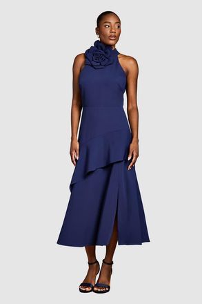 Coast Corsage High Neck Midi Dress in Navy at Nordstrom, Size 12