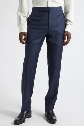 Tom Ford Shelton Wool Sharkskin Tapered Pants in Ucc Navy at Nordstrom, Size 52