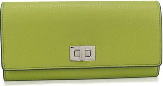 Fendi Green Leather Long Wallet (Bi-Fold) (Pre-Owned)
