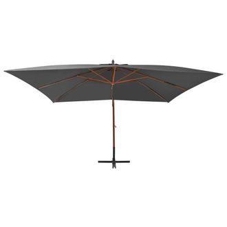 Berkfield Home Cantilever Umbrella with Wooden Pole 400x300 cm Anthracite in Charcoal