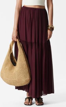 & Other Stories Tiered Chiffon Maxi Skirt in Red Dark at Nordstrom Rack, Size 10
