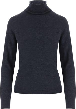 Allude Black Ribbed Turtleneck Sweater