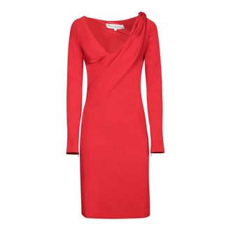 J.W.Anderson Shoulder Drape V-Neck Dress - Dames - Korte kleedjes - Rood - XS - Leer - Kleedjes