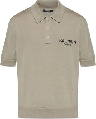 Balmain Wollen coltrui polo - Heren - Ronde hals truien - Grijs - 3XL - Wol - Truien & Vesten