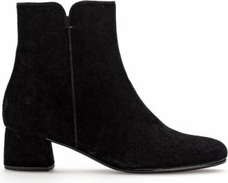 Gabor Zwarte fluwelen fashion booties met vierkante neus - Dames - Laarzen met Hak - Zwart - 37 EU - Su&egrave;de - Schoenen