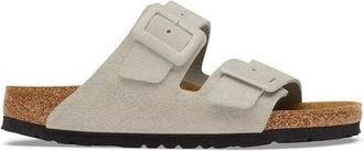 Birkenstock Arizona Suede Cushion Buckle Narrow Fit - Dames - Schoenen - Beige - Maat: 41 EU Su&egrave;de
