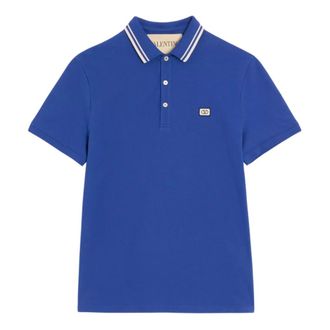 Valentino VLogo Signature Piquet Cotton Polo Shirt - male - Valentino - Polo Shirts - Blue - XL - Tops