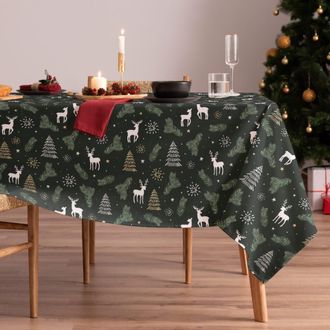 Mint Mantel navidad algod&oacute;n verde oscuro 155x240 cm