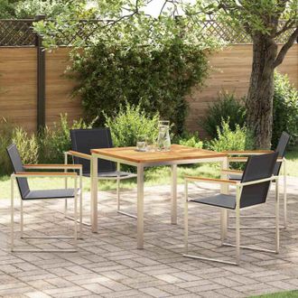 vidaXL Conjunto De Comedor De Jard&iacute;n 5 Pcs Madera S&oacute;lida De Teca Vidaxl
