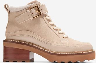 Cole Haan Womens Shibley Waterproof Lace-up Booties - Beige Size 5.5