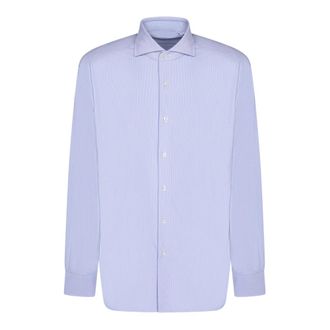 Dell'Oglio Klassieke kraag- knoopsluiting - Heren - Zakelijke Overhemden - Blauw - 4XL - Overhemden
