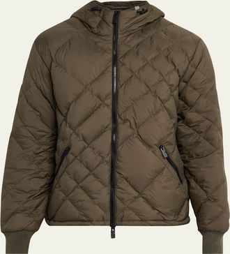 Burberry Mens Doversgreen Check Stitch Hooded Nylon Puffer Jacket
