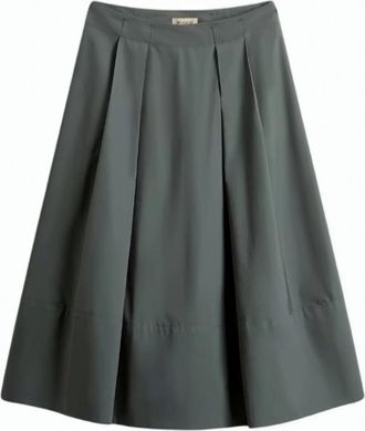 Woolrich Pure Cotton Poplin Front Pleated Skirt