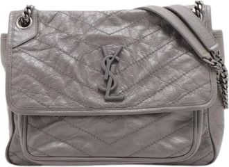 Saint Laurent Pre-owned Cross Body Bags, female, Gray, Size: ONE SIZE Pre-owned Vintage Shoulder Bag
