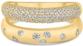 Kenneth Jay Lane Cubic Zirconia Double Band Ring in Gold Plated Brass at Nordstrom, Size 7