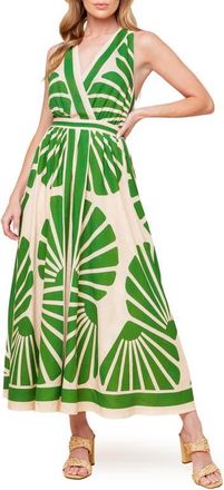Flying Tomato Botanical Print Open Back Maxi Dress in Taupe/green at Nordstrom, Size Medium