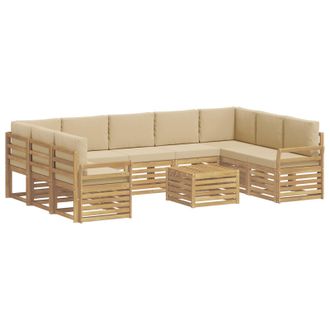 vidaXL Conjunto De Sof&aacute;s De Exterior 10 Uds. Y Beige Poli&eacute;ster Vidaxl