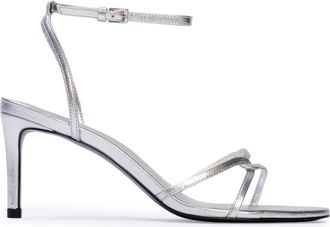 Black Suede Studio Miley 70 Sandal in Silver Metallic Leather at Nordstrom, Size 38.5