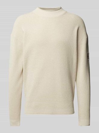 Calvin Klein Jeans Relaxed Fit Strickpullover mit Label-Patch in Taupe, Größe M