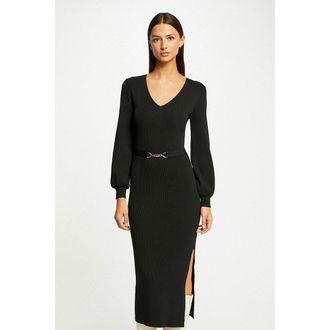 Morgan Getailleerde lange trui-jurk met versiering