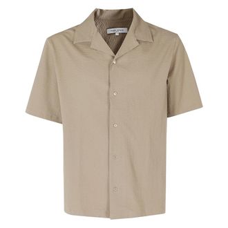 Maison Kitsun&eacute; Seersucker Resort Shirt - Heren - Korte mouwen Overhemden - Bruin - M - Overhemden