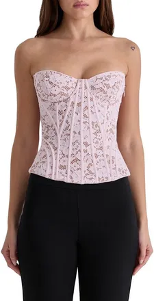 House of CB Solaine Lace Corset Top in Baby Pink at Nordstrom, Size X-Small