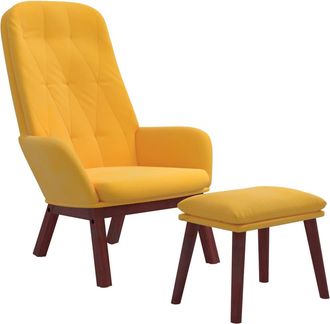 vidaXL Sill&oacute;n De Relax Con Taburete Terciopelo Amarillo Mostaza Vidaxl