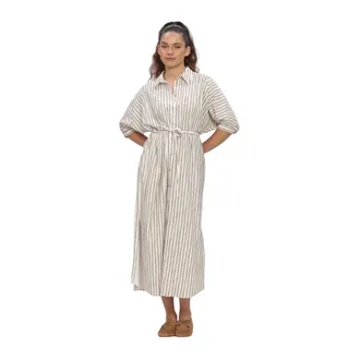 JapanTKY YWA Dessin Shirt Dress - Dames - Jurken - Beige - Maat: S