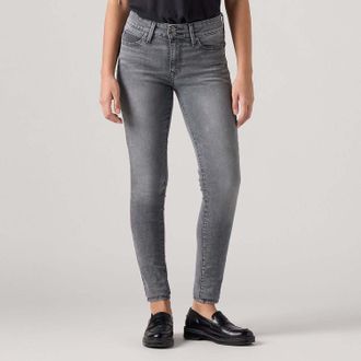 Levi's Womens Levis 711 Skinny Fit Double Button Jeans in Light Grey Cotton - Size 28W/30L