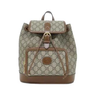 Gucci Beige Brown Gg Supreme Canvas Backpack (Pre-Owned)