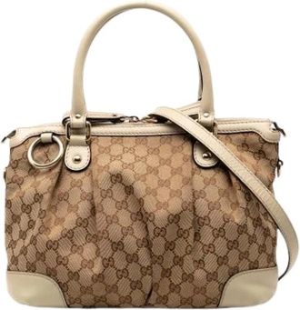 Gucci Pre-owned Handbags, female, Beige, Size: ONE SIZE Pre-owned Canvas Handbag