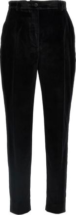 Dolce & Gabbana Broeken, Dames, Zwart, S, Katoen, Tailored Velvet Tuxedo Pants