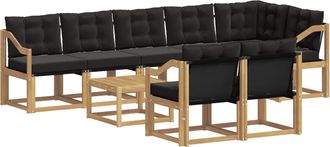 vidaXL Conjunto De Sof&aacute;s De Exterior 9 Uds. Blanco Y Negro Vidaxl