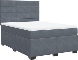 vidaXL Vidaxl - Cama Box Spring Con Colch&oacute;n Terciopelo Gris Oscuro 140x190 Cm