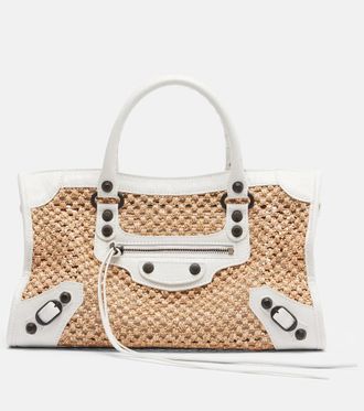 Balenciaga Le City Small raffia shoulder bag