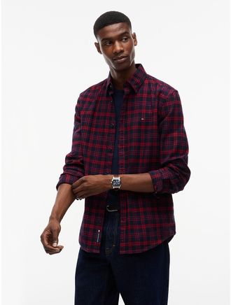 Tommy Hilfiger Mens Tommy Jeans Brushed Check Flannel Shirt - Fierce Red - XXL