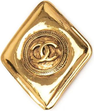 Chanel Spilla Coco Mark a rombo placcata oro 1970-1980