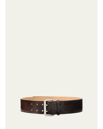 Ralph Lauren Collection Pebbled Vachetta Leather Belt